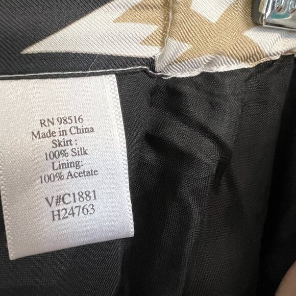 100% Silk Coldwater Creek Floral Maxi Full A-Line Skirt Black‎ Tan White Sz M - Picture 11 of 14